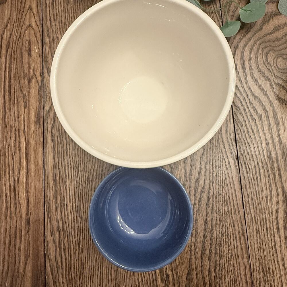 Longaberger Woven Traditions Sage Blue Bowl Set 8" & 5.25" EUC E - Picture 7 of 9